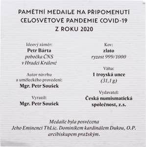 Czech Republic Plague Gold Medal 2020 ... 