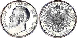 Germany - Empire Lippe-Detmold 2 Mark 1906 A ... 
