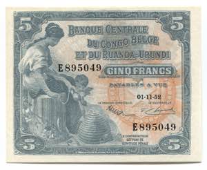 Belgian Congo 5 Francs ... 