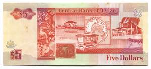 Belize 5 Dollars 1990