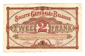 Belgium 2 Francs 1916 German Occupation - WW ... 