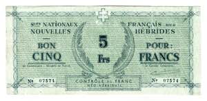 New Hebrides 5 Francs ... 