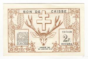 New Caledonia 2 Francs 1943