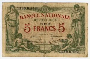 Belgium 5 Francs 1919