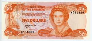 Bahamas 5 Dollars 1974 ... 
