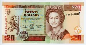 Belize 20 Dollars 1997
