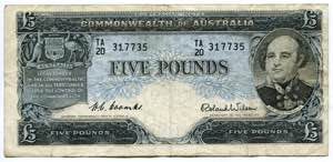 Australia 5 Pounds 1954 ... 