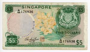 Singapore 5 Dollars 1967 ... 
