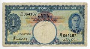 Malaya 1 Dollar 1945 ... 