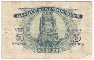 New Hebrides 5 Francs 1945 Overprint