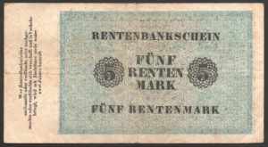 Germany - Weimar Republic 5 Rentenmark 1923 ... 