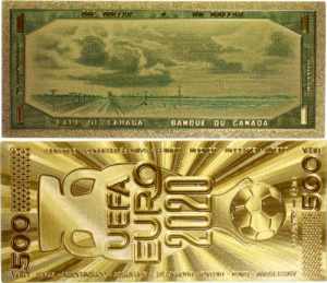 World Set of 2 Golden Banknotes  