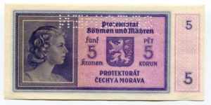 Bohemia & Moravia 5 Korun 1940 Specimen