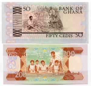 Ghana Set of 2 Notes: 50 Cedis - 200 Cedis ... 