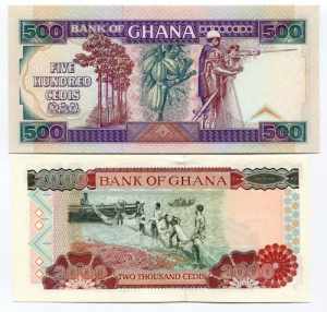 Ghana Set of 2 Notes: 500 Cedis - 2000 Cedis ... 