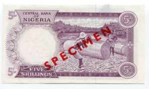 Nigeria 5 Shillings 1967 Specimen