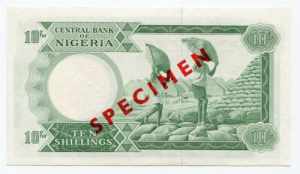 Nigeria 10 Shillings 1967 Specimen