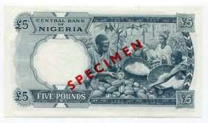 Nigeria 5 Pounds 1967 Specimen