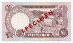 Nigeria 50 Kobo 1973 -78 Specimen