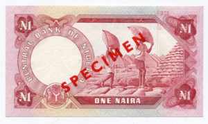Nigeria 1 Naira 1973 -78 Specimen