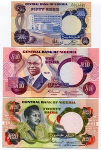 Nigeria Set of 3 Notes: ... 