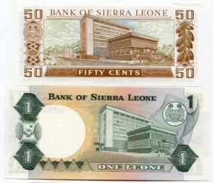 Sierra Leone Set of 2 Notes: 50 Cents and 1 ... 