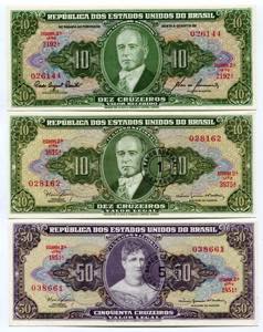 Brazil Set of 7 Notes 1953 -67