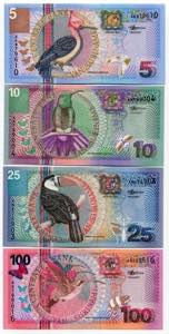 Suriname Set of 4 Notes: ... 