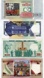 Uruguay Set of 4 Notes: 5 Pesos Uruguayos - ... 