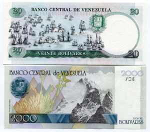 Venezuela 20 & 2000 Bolivares 1989 -98