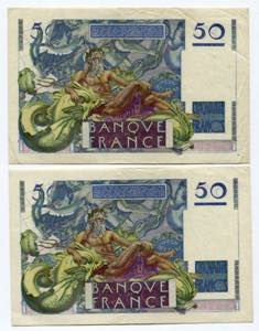 France Set of 2 Notes of 50 Francs 1946 Rare ... 