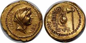 Roman Republic Gold Aureus Julius Caesar 46 ... 