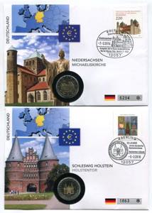 Europe Set of 8 First Day Covers with Coins ... 
