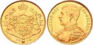 Belgium 20 Francs 1914 
