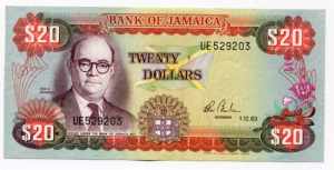 Jamaica 20 Dollars 1983 