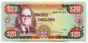 Jamaica 20 Dollars 1991 