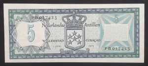 Netherlands Antilles 5 Gulden 1972 