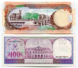 Barbados & Suriname Lot of 2 Banknotes 1985 ... 