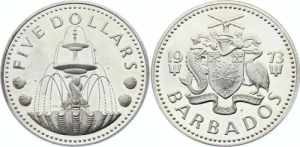 Barbados 5 Dollars 1973 