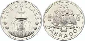 Barbados 5 Dollars 1975 