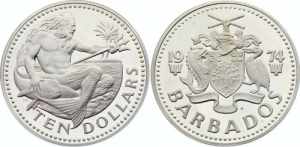 Barbados 10 Dollars 1974 