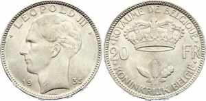 Belgium 20 Francs 1935 
