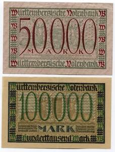 Germany Stuttgard Set of 2 Notgelds: 50 000 ... 