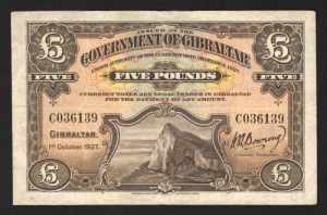 Gibraltar 5 Pounds 1927 ... 