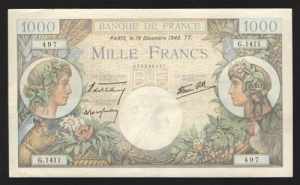 France 1000 Francs 1940 