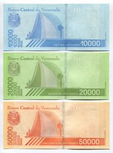 Venezuela 10000, 20000 & 50000 Bolivares ... 