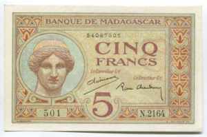 Madagascar 5 Francs 1937 ... 