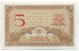 Madagascar 5 Francs 1937 Rare