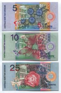 Suriname 5, 10 & 25 Gulden 2000 