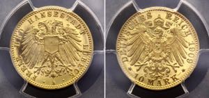 Germany - Empire Lubeck 10 Mark 1909 A PROOF ... 